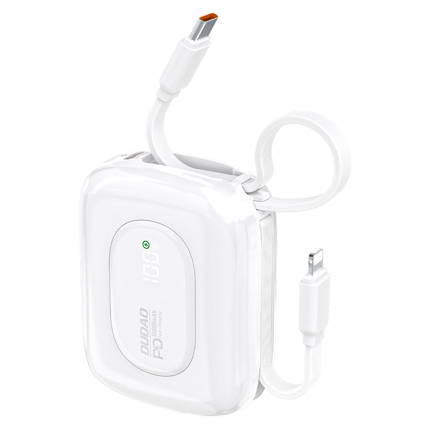10000mAh Fast Charging Power Bank with Built in Cable Type C Lightning ...