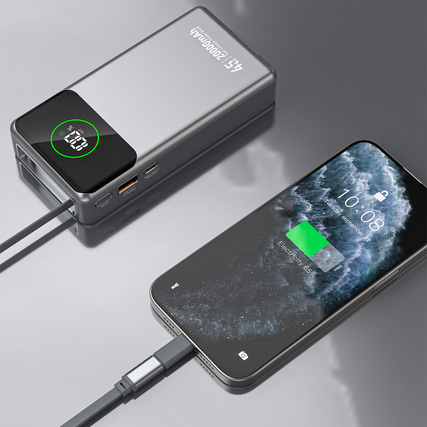 DUDAO K31PRO-G1 PD45W built-in retractable cable power bank 20000mAh