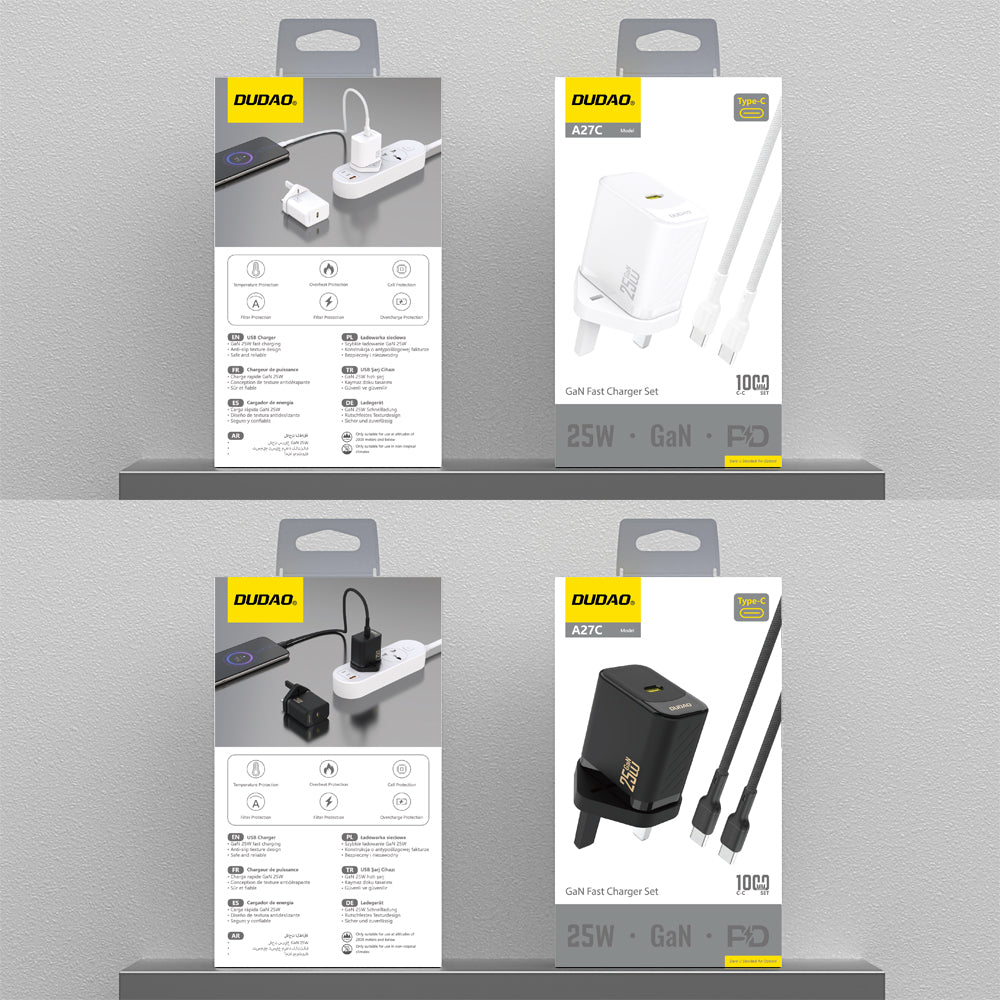 DUDAO A27MaxCUK-W PD+QC 35W charger with C to C cable set UK PLUG
