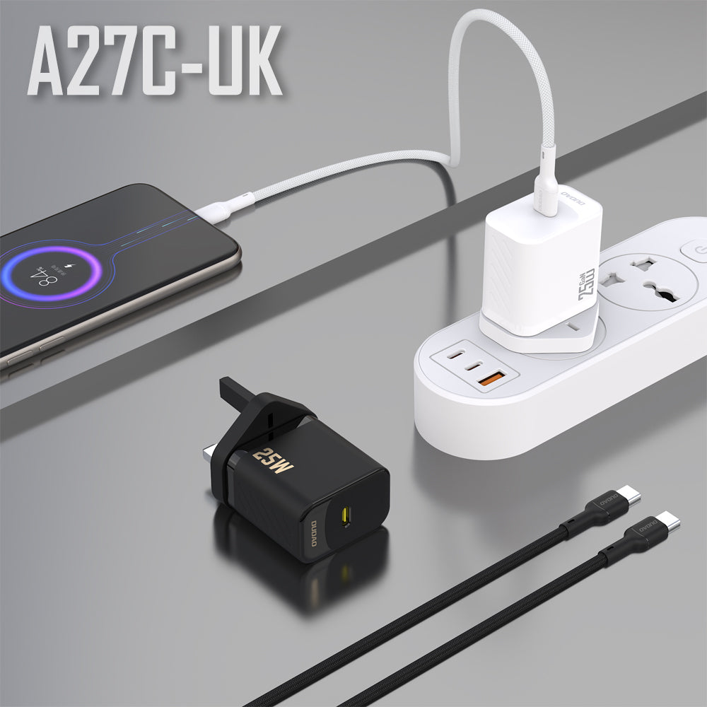 DUDAO A27MaxCUK-W PD+QC 35W charger with C to C cable set UK PLUG