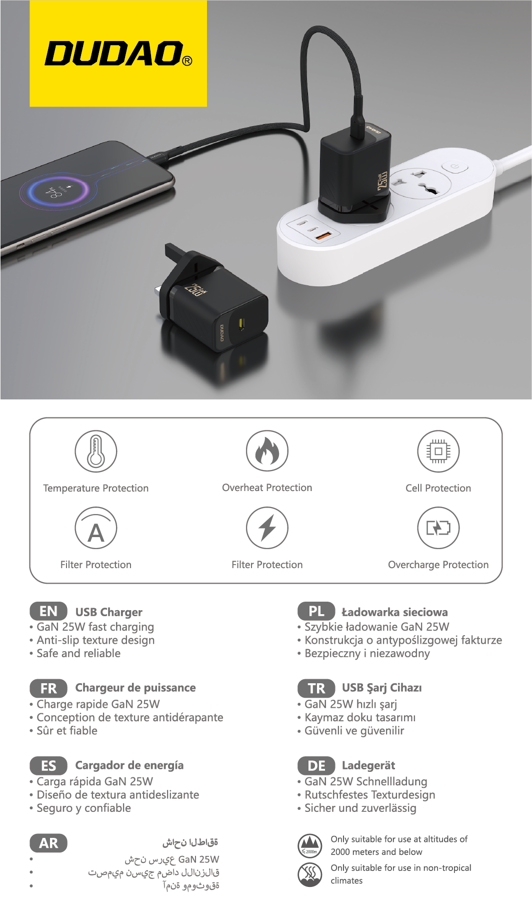 DUDAO A27UK-W PD25W  GAN UK standard charger only