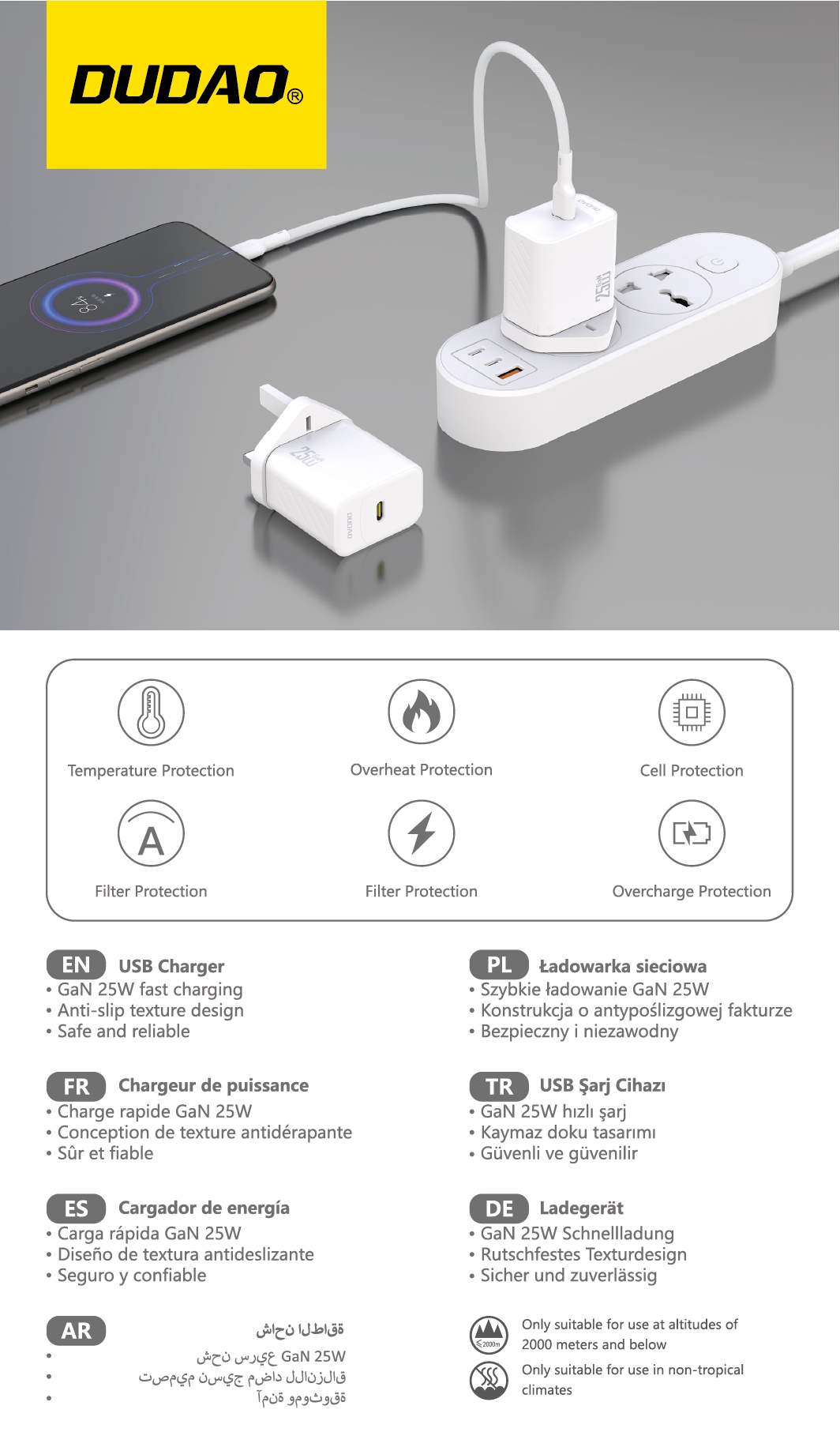 DUDAO A27UK-W PD25W  GAN UK standard charger only