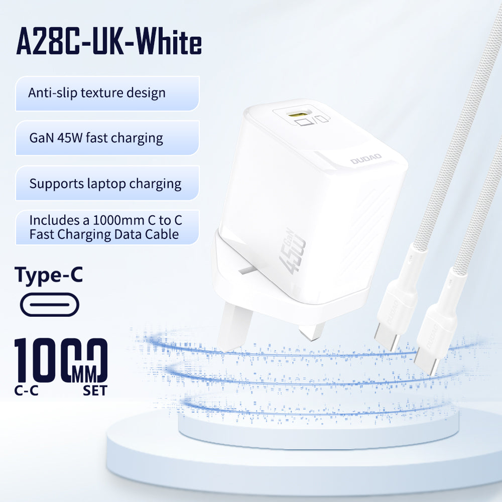 DUDAO A28CUK-W PD45W USB-C CHARGER WITH TYPE C TO C CABLE
