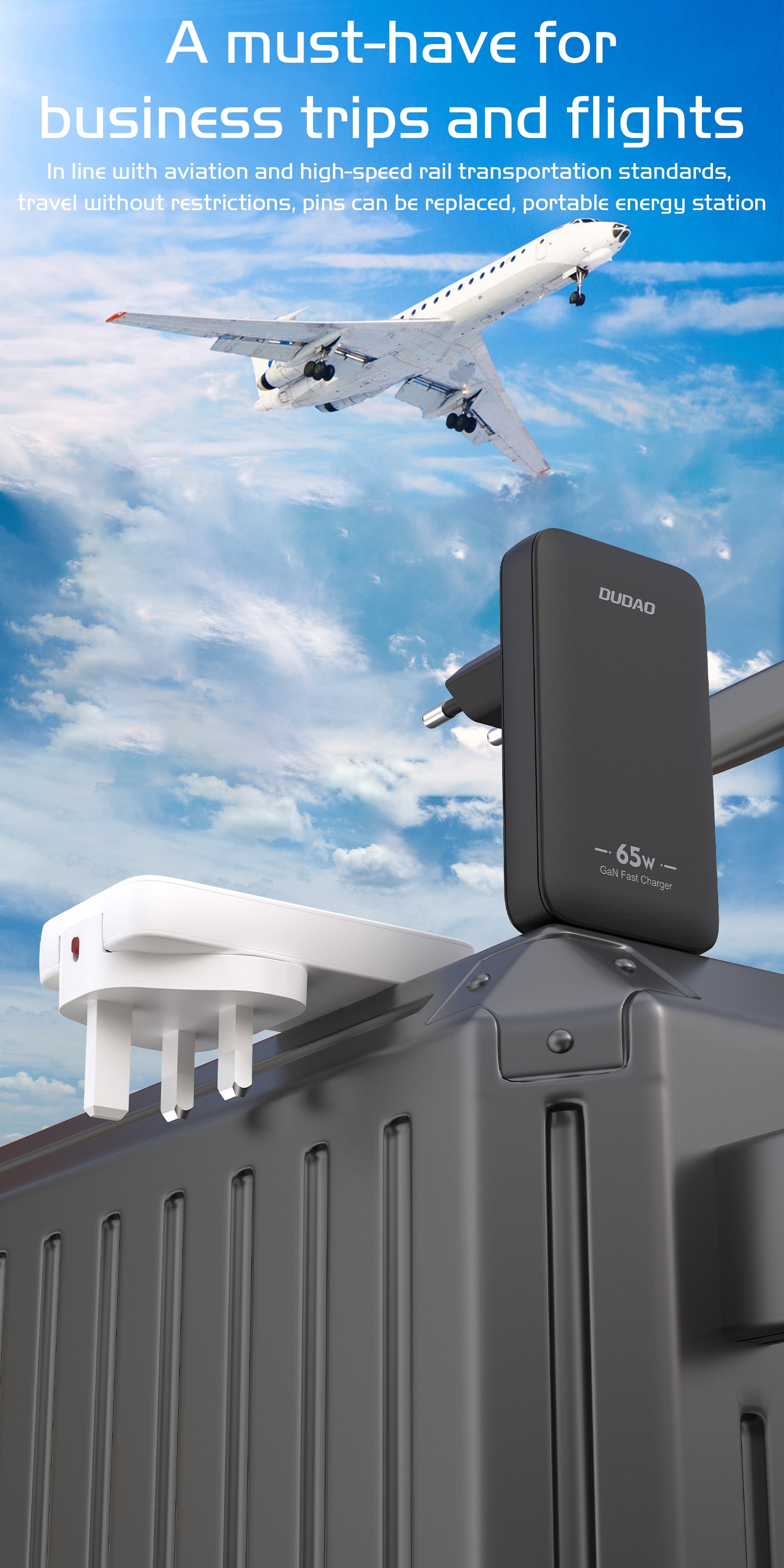 DUDAO A65Q-B1 PD65W GAN fast charger （EU +UK standard）
