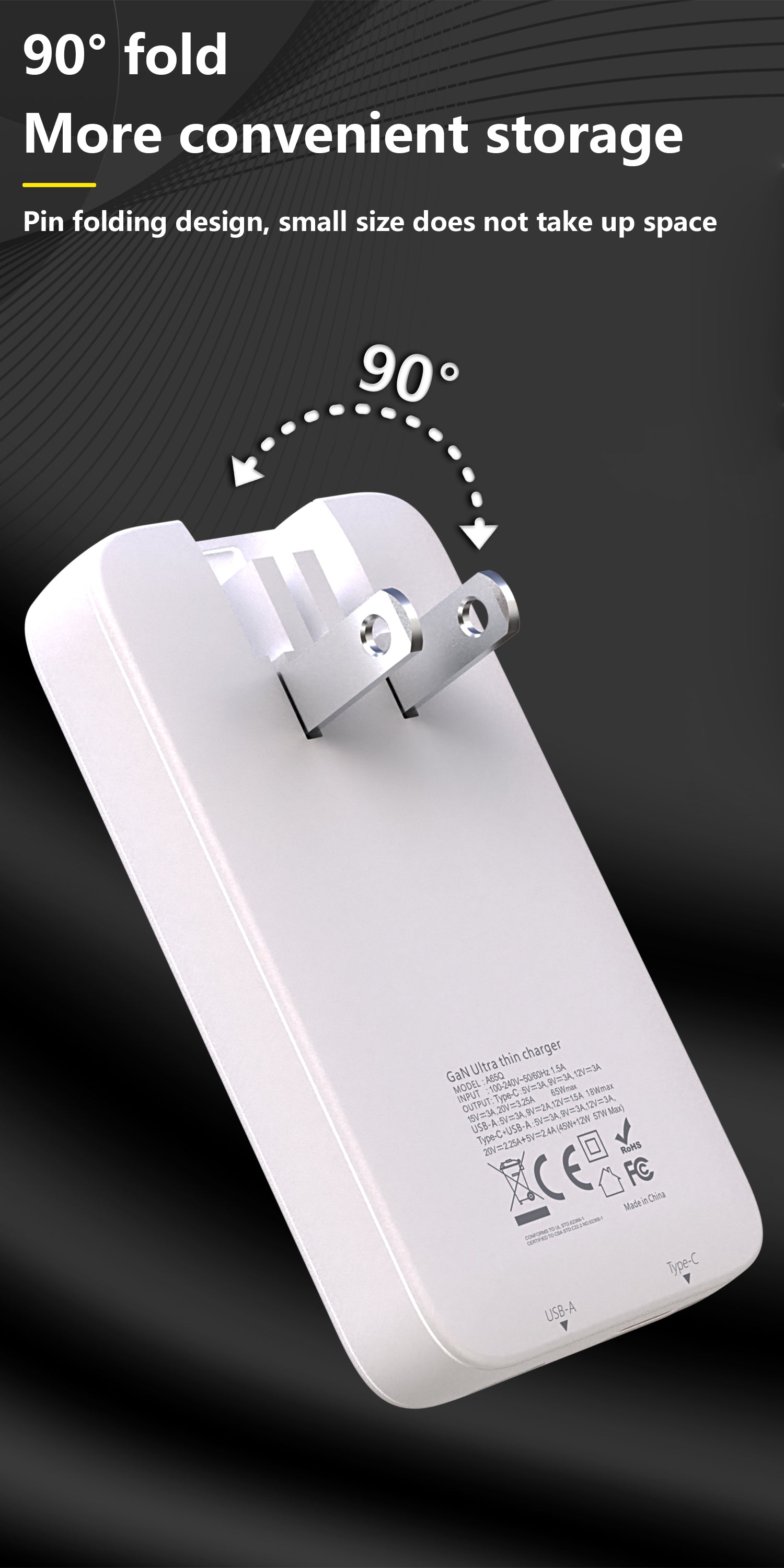 DUDAO A65Q-B1 PD65W GAN fast charger （EU +UK standard）