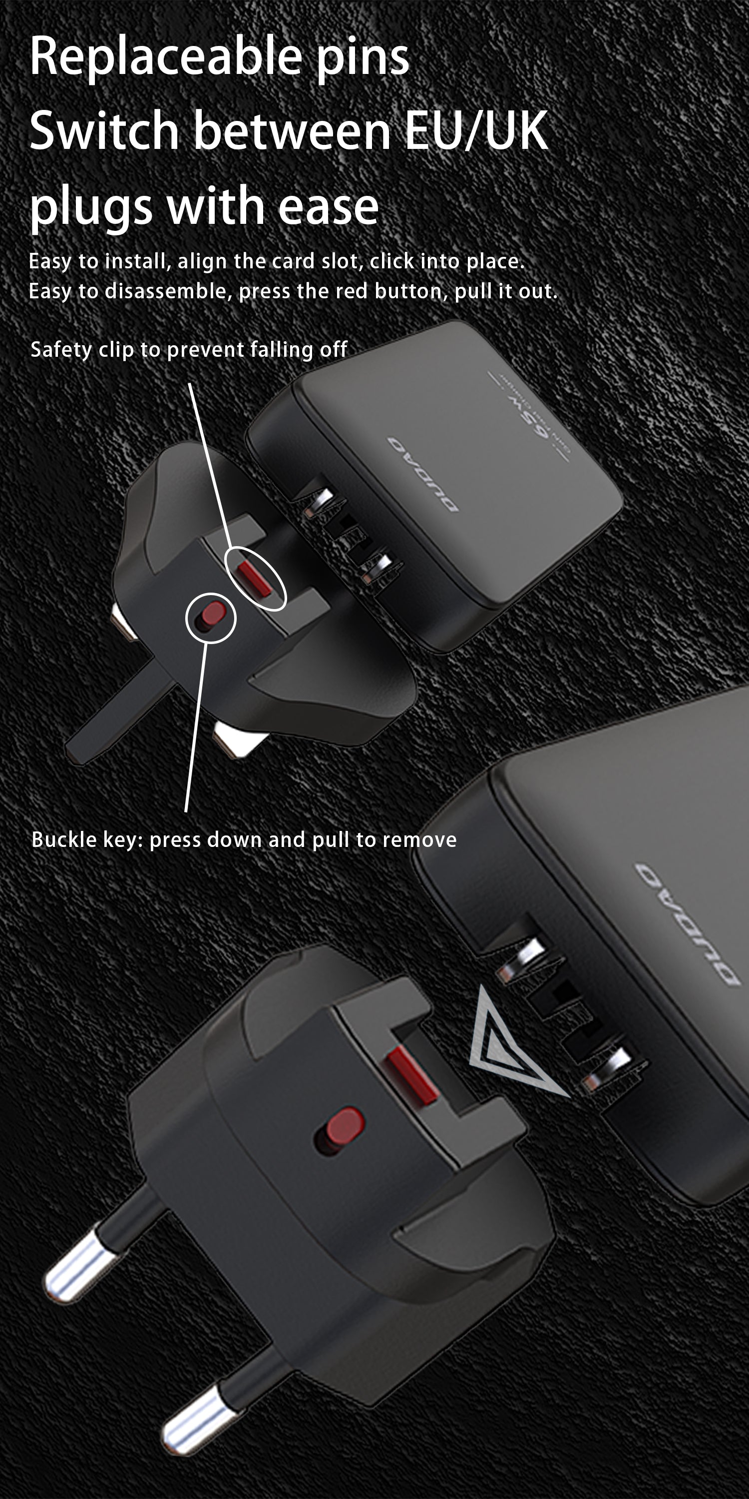 DUDAO A65Q-B1 PD65W GAN fast charger （EU +UK standard）