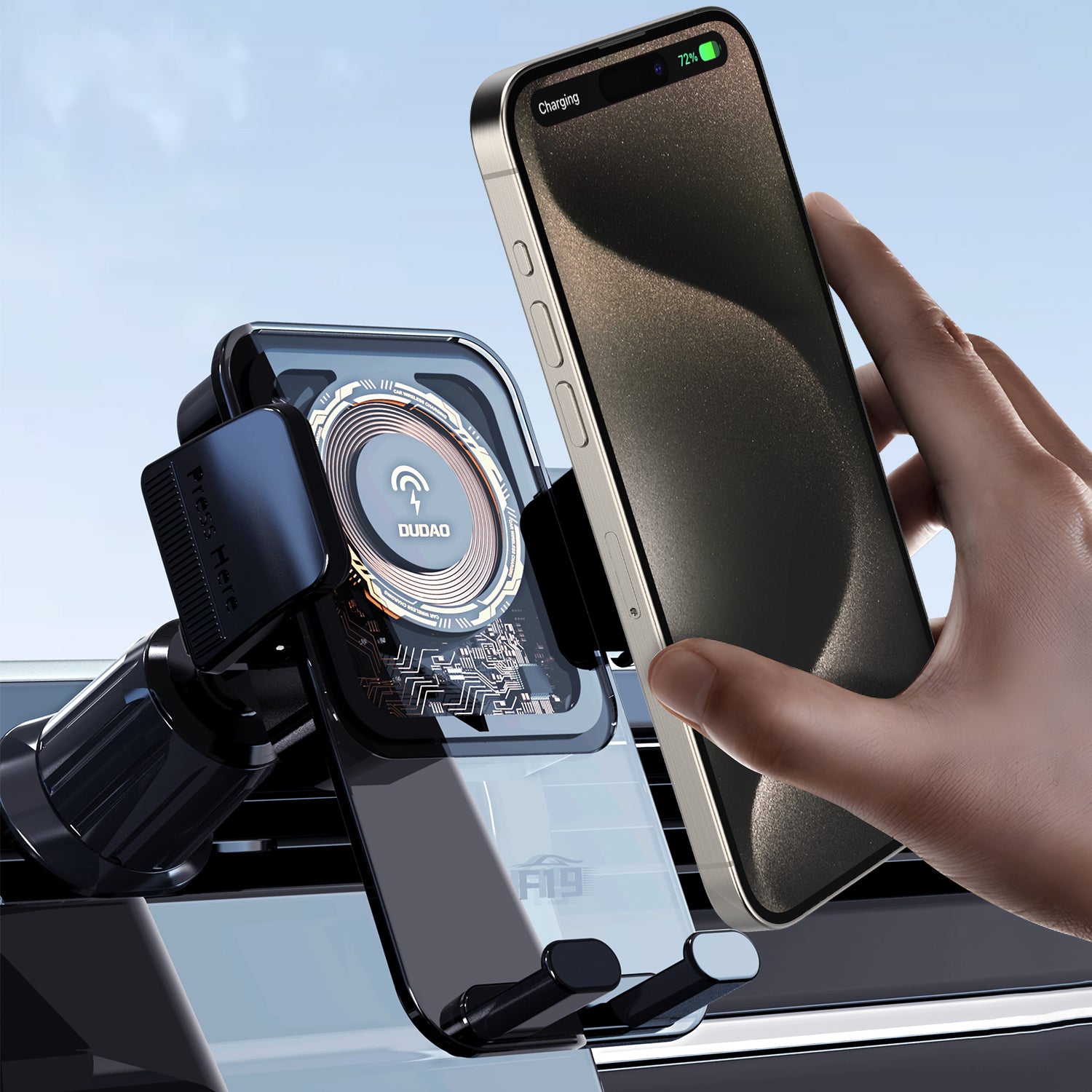 DUDAO F19 15W wireless charging holder extension-type suction + air outlet