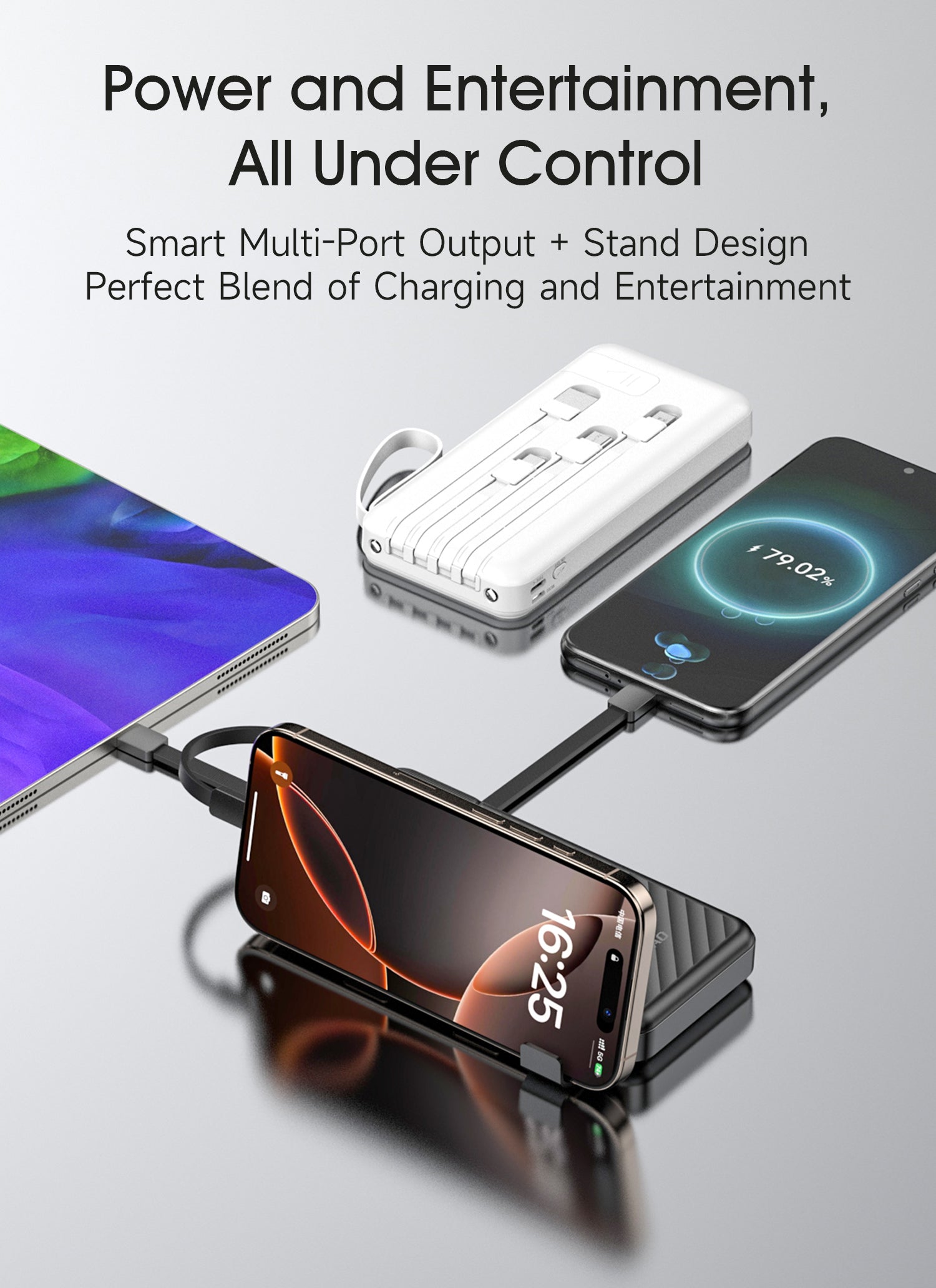 DUDAO K11Pro-B1 20000 mah built-in cable with phone holder