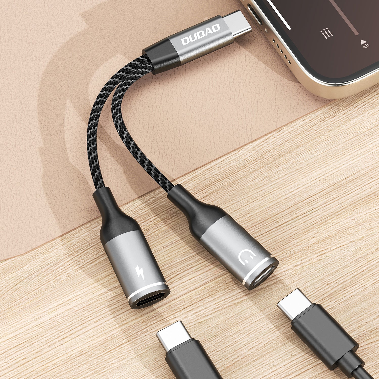 DUDAO L13C+ aluminium alloy + braided cable 2 IN 1 cable Type-C*2