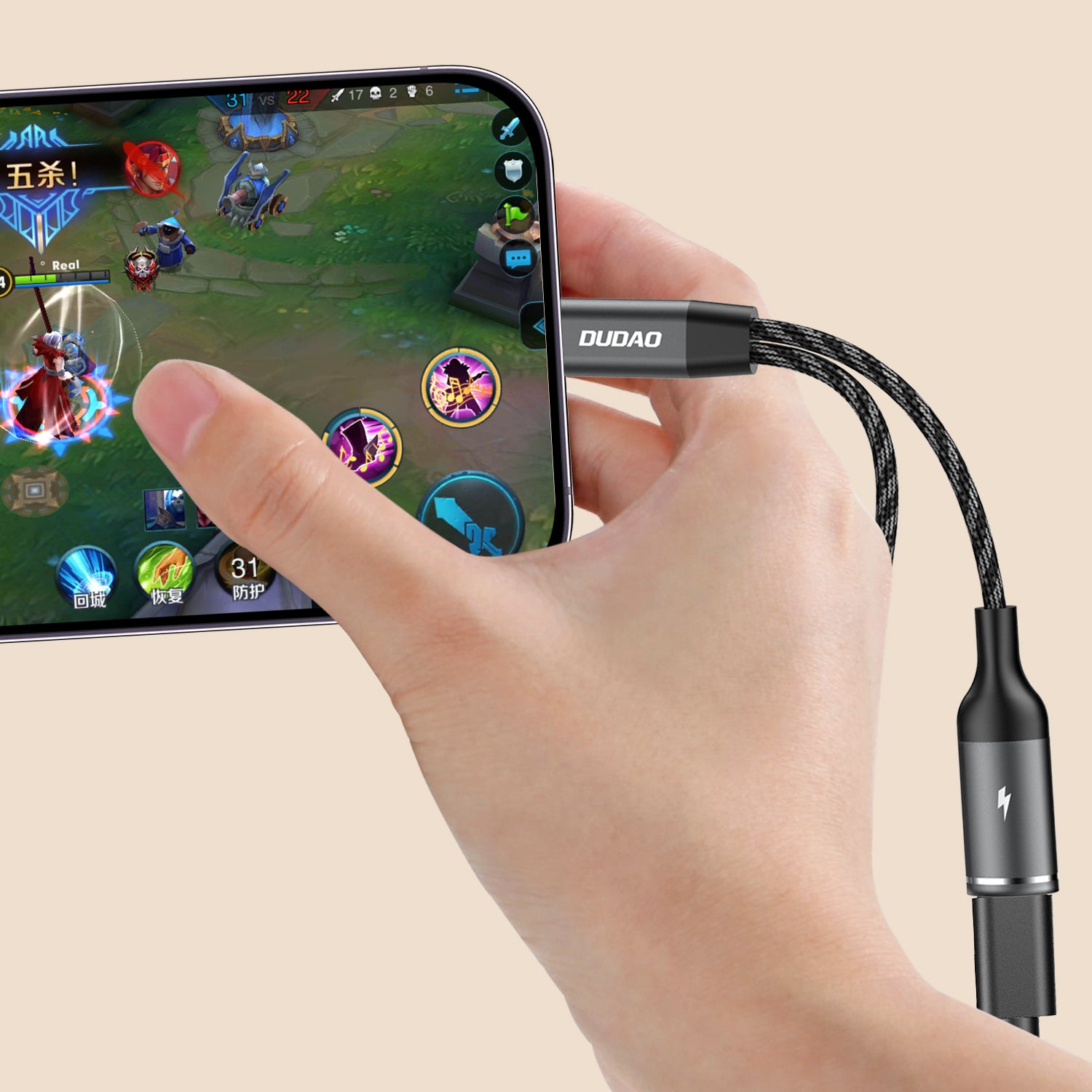 DUDAO L13C+ aluminium alloy + braided cable 2 IN 1 cable Type-C*2