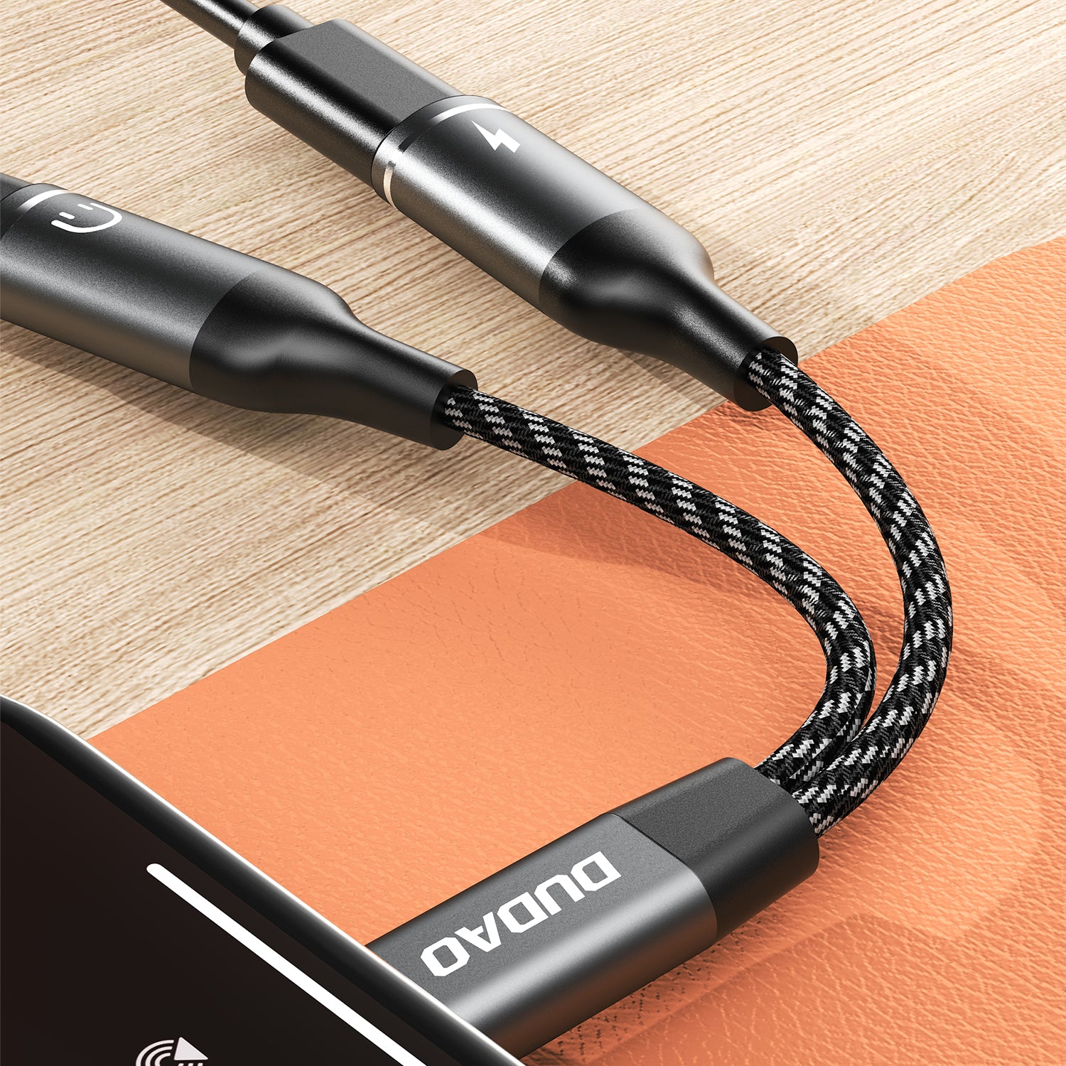 DUDAO L13C+ aluminium alloy + braided cable 2 IN 1 cable Type-C*2