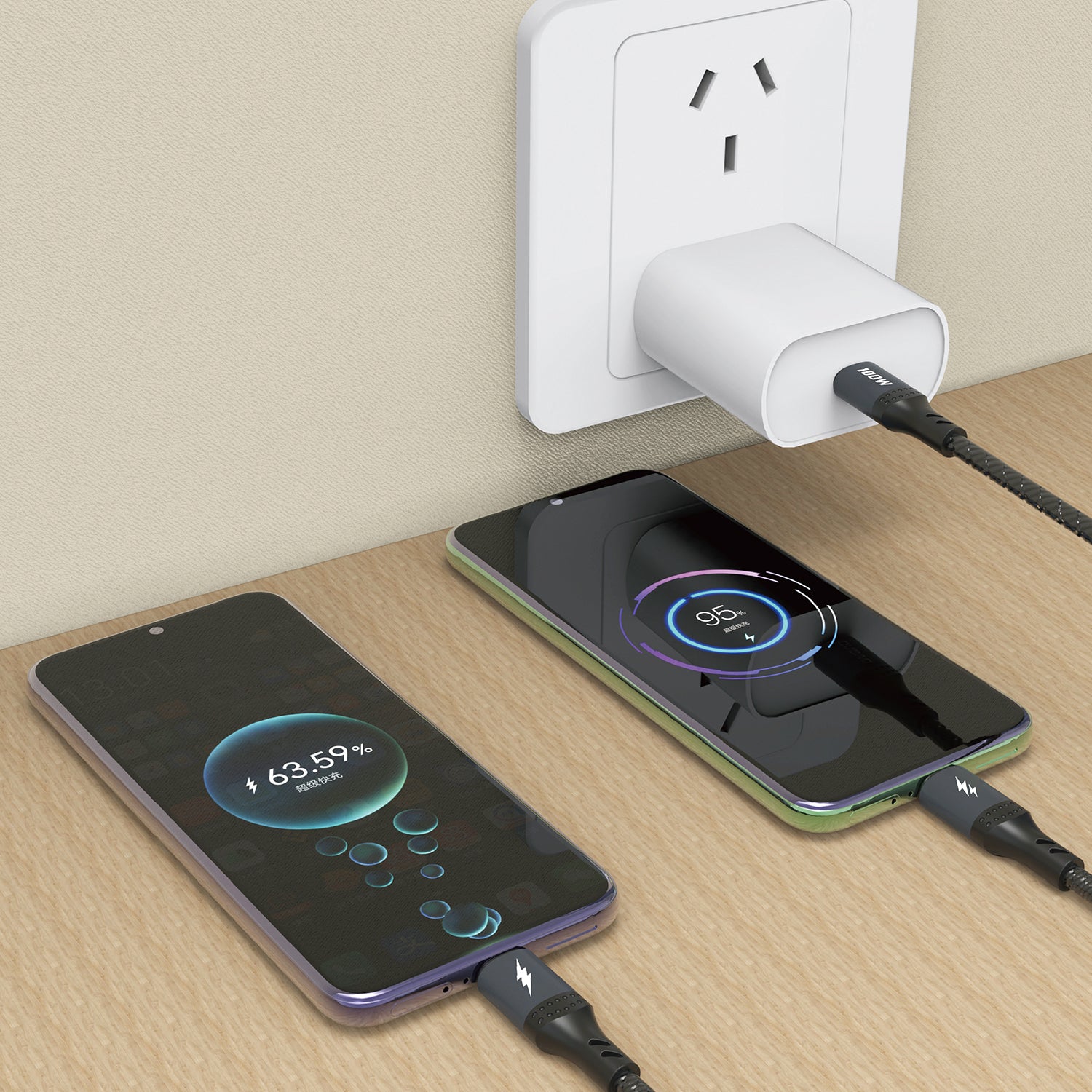 DUDAO L3F 2 IN 1 100W fast charge type c to type c+type c