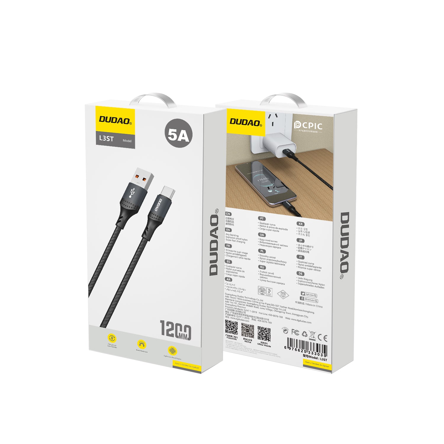 DUDAO L3ST-B 5A CABLE TYPE-C 1.2M