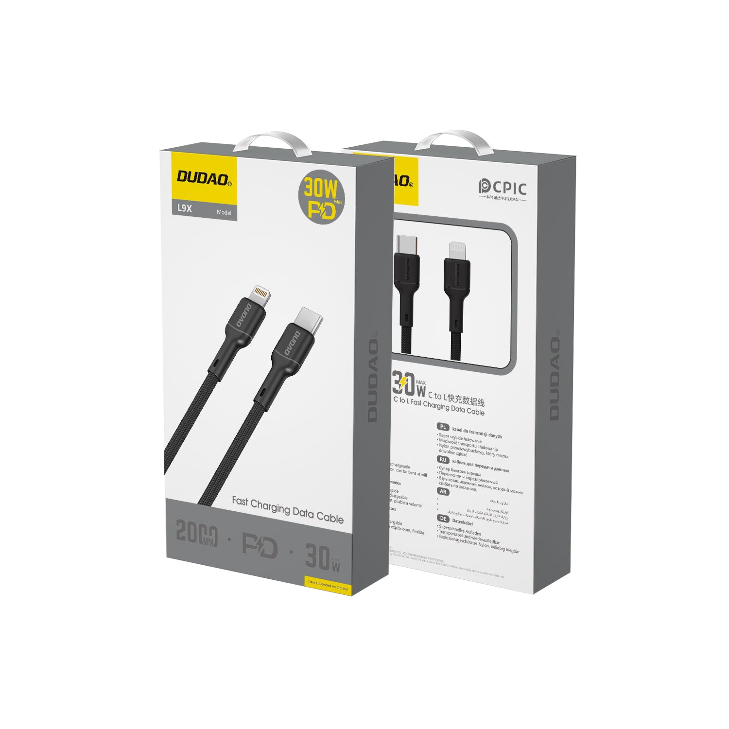 DUDAO 30W Type C to Lightning Cable 2m Fast Charging Cable for iPhone iPad
