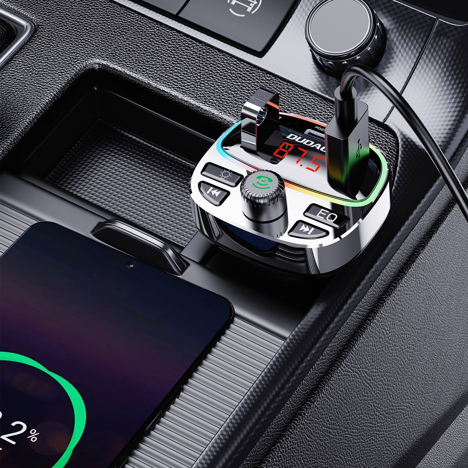 DUDAO R2PRO+-B WLESS FM CAR CHARGER PD25W
