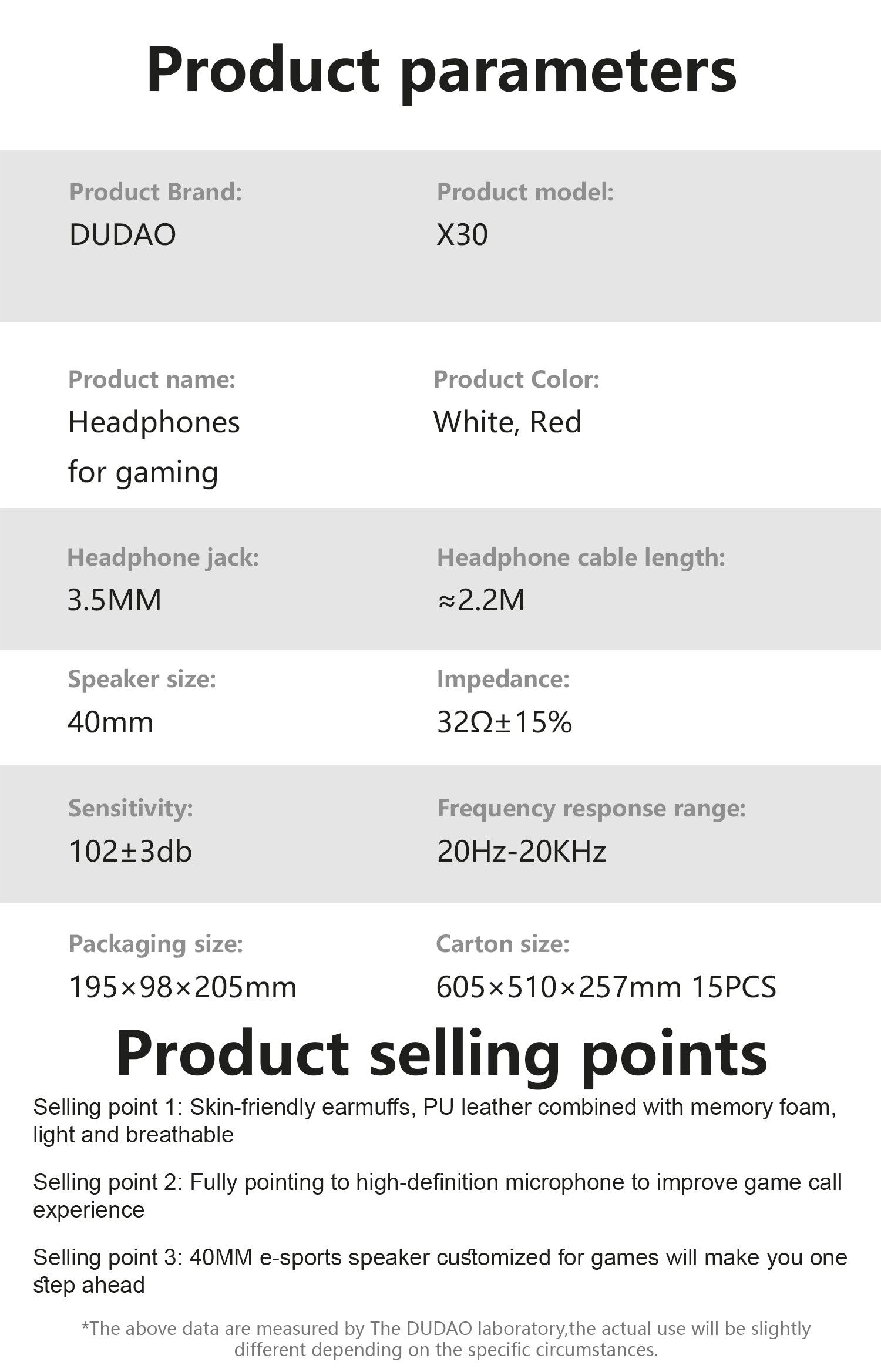 DUDAO X30-R 3.5mm game headphone red