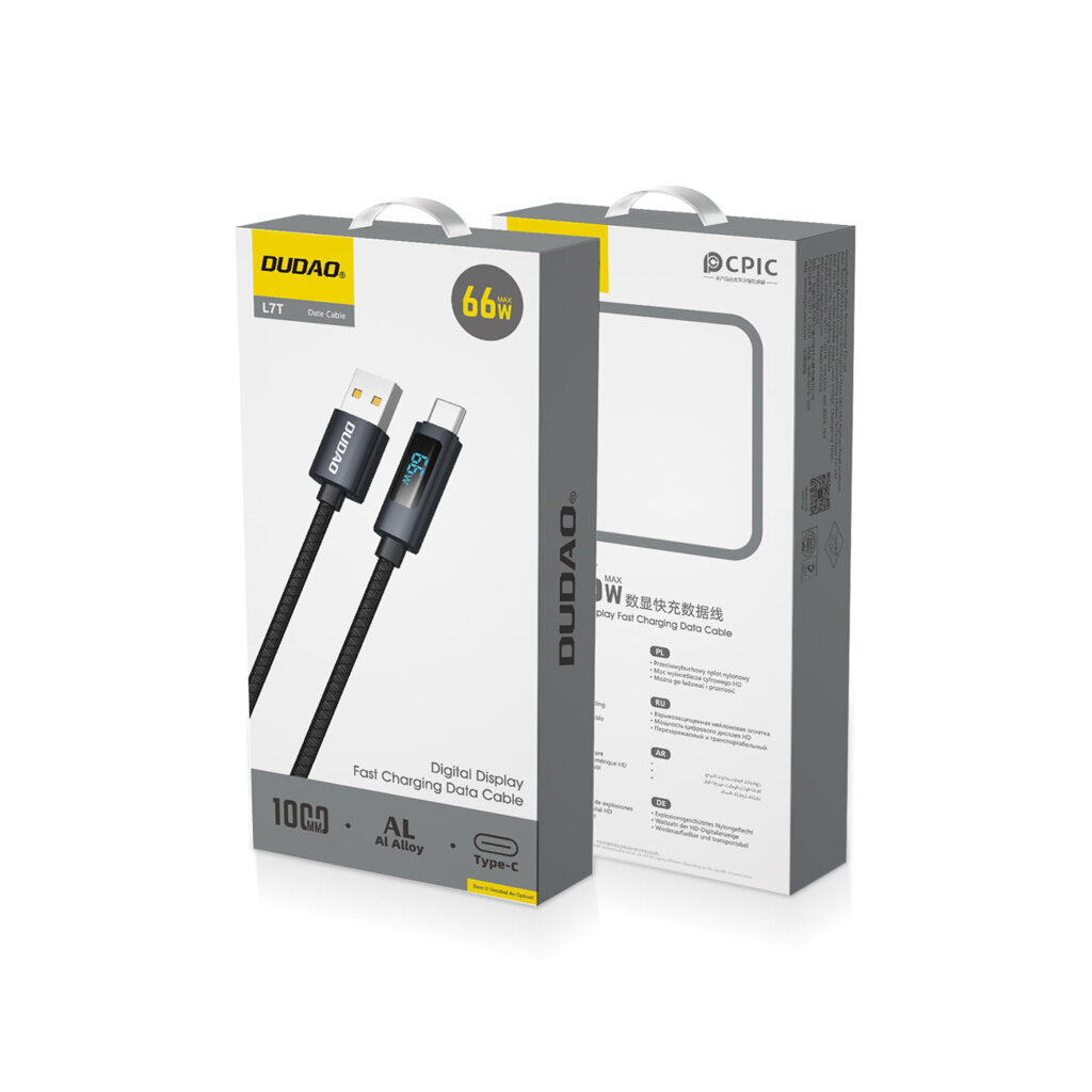 DUDAO CABLE L7T-B DIGITAL DISPLAY USB-A  TO TYPE C 100W